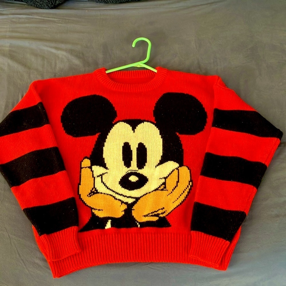 Vintage 80s sweater Mickey Mouse hand knit classic retro Disney
